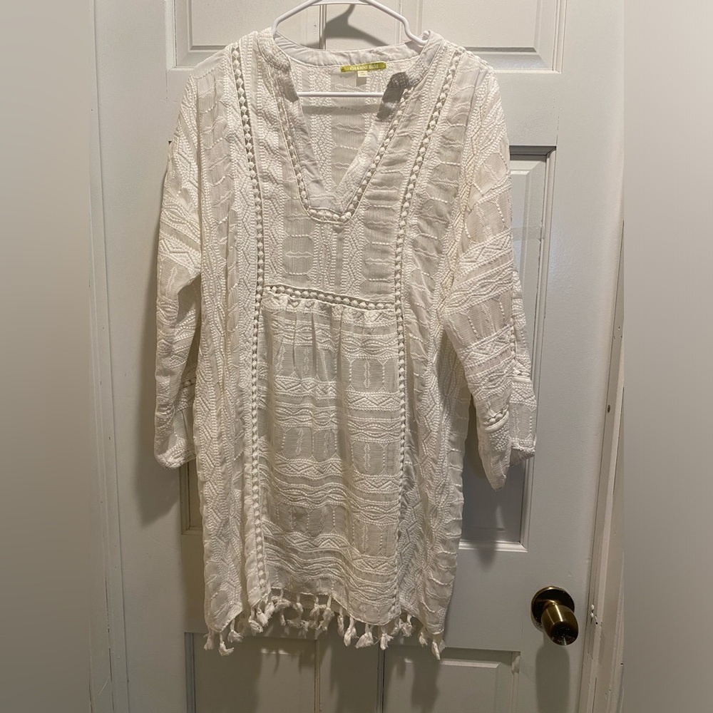 Gianni Bini White Crochet Swim Coverup Tunic